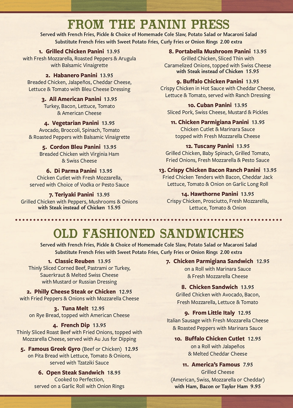 Diner Menu Classic Diner Foods at Hawthorne Diner